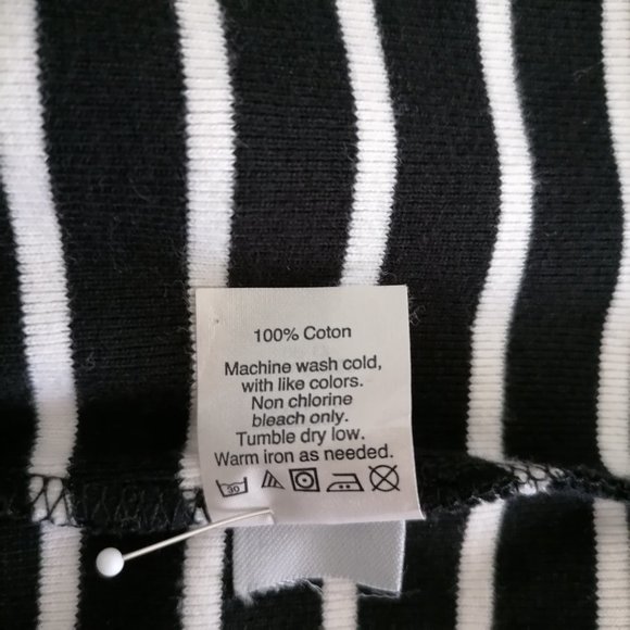 Madewell Womens Black & White 3/4 Sleeve Round Neck Striped T-Shirt Dress Size L - Picture 7 of 7